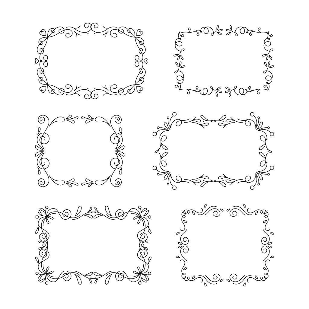مجموعه‌ای از قاب‌های تزئینی دستی طراحی شده