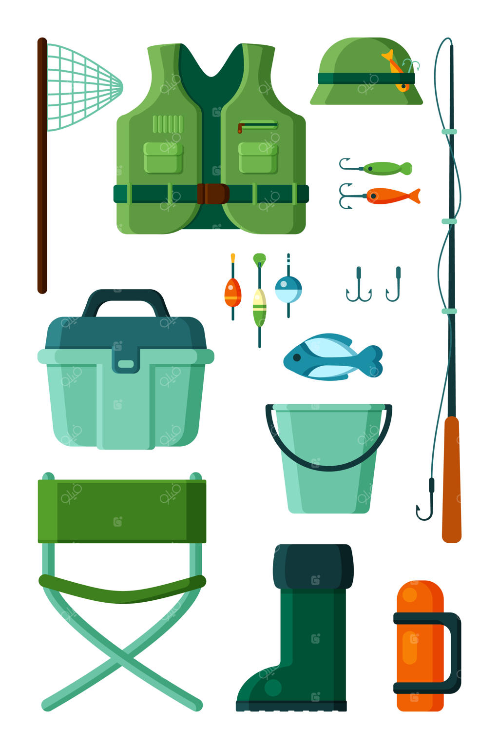 مجموعه تجهیزات و لوازم سرگرمی ماهیگیری، اسپینینگ و قلاب