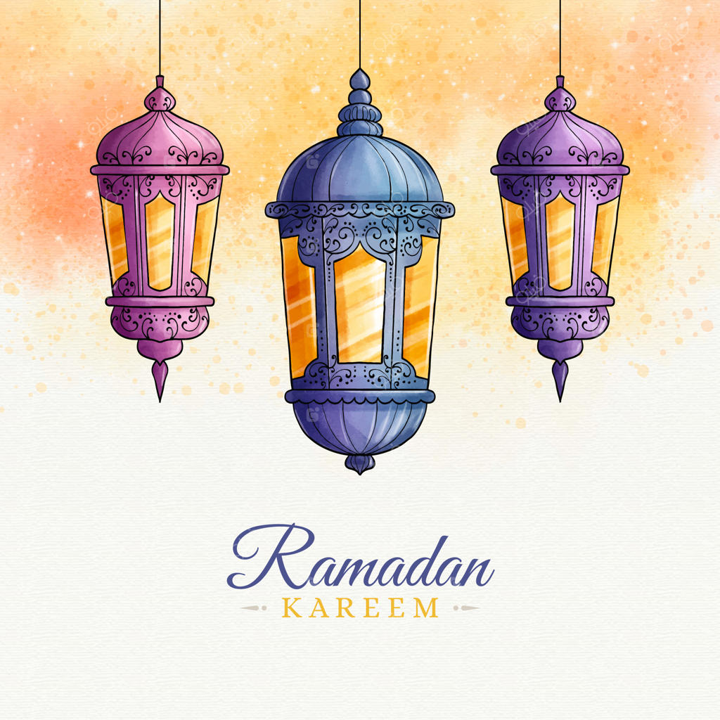 طرح آبرنگی رمضان کریم