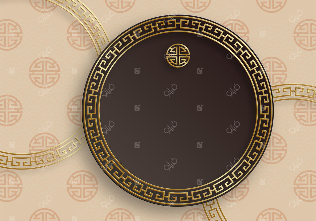 قاب چینی با عناصر شرقی بر روی زمینه رنگی، مناسب برای کارت دعوت عروسی، سال نو چینی، تولدت مبارک، روز ولنتاین، کارت تبریک، پوستر یا بنر وب