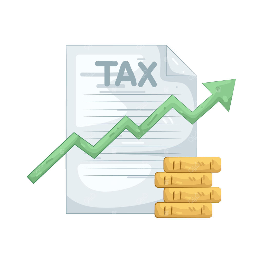 فرم مالیاتی همراه با فلش صعودی و سکه‌ها