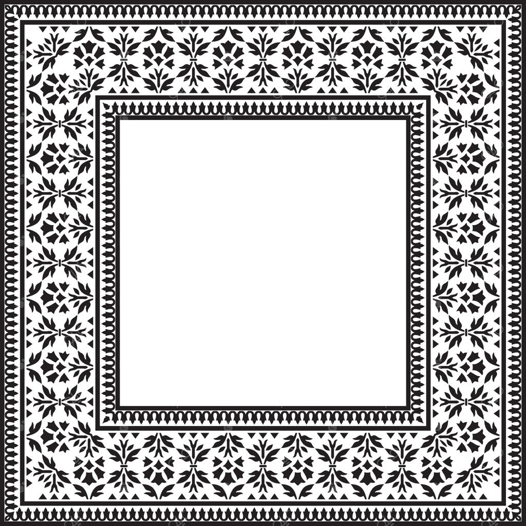 مربع سیاه تک‌رنگ با طرح ملی ترکیه. حاشیه و قاب به سبک عثمانی. مستطیل گل‌دار قوم سلجوقی. تزئینات کاخ‌های سلطان.