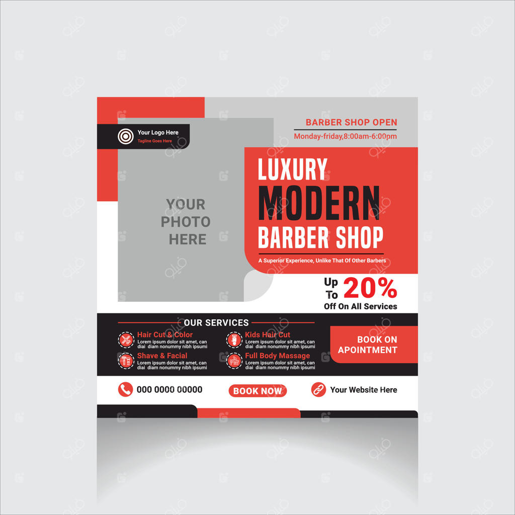 پست قابل ویرایش برای شبکه‌های اجتماعی آرایشگاه مردانه