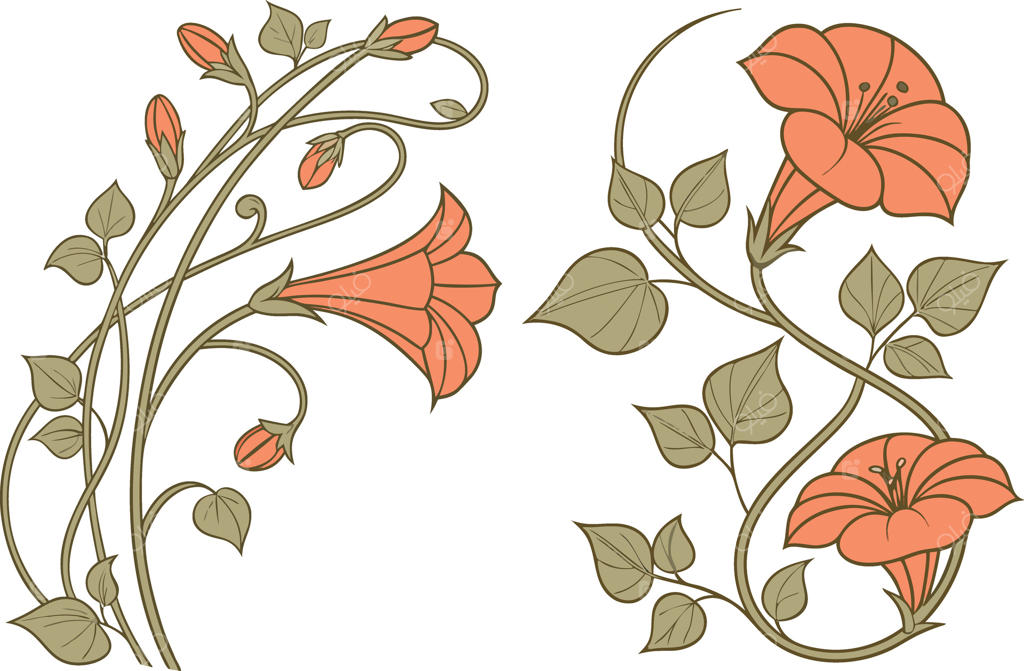 باندل کلیپ‌آرت آبرنگی گل کدو تنبل – تصویرسازی دیجیتال دسته‌گل کدو تنبل و گل‌ها