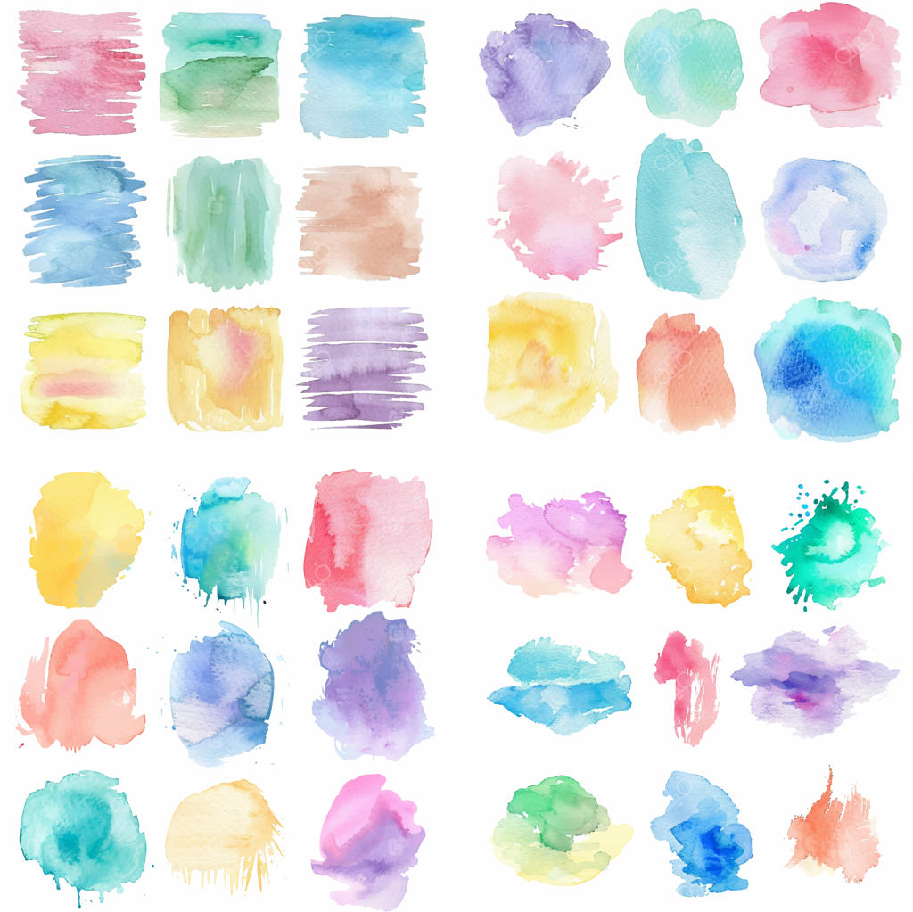 لکه‌ها و پاشش رنگ‌های پاستلی و آبرنگی با بافت زبر و طرح جوهر