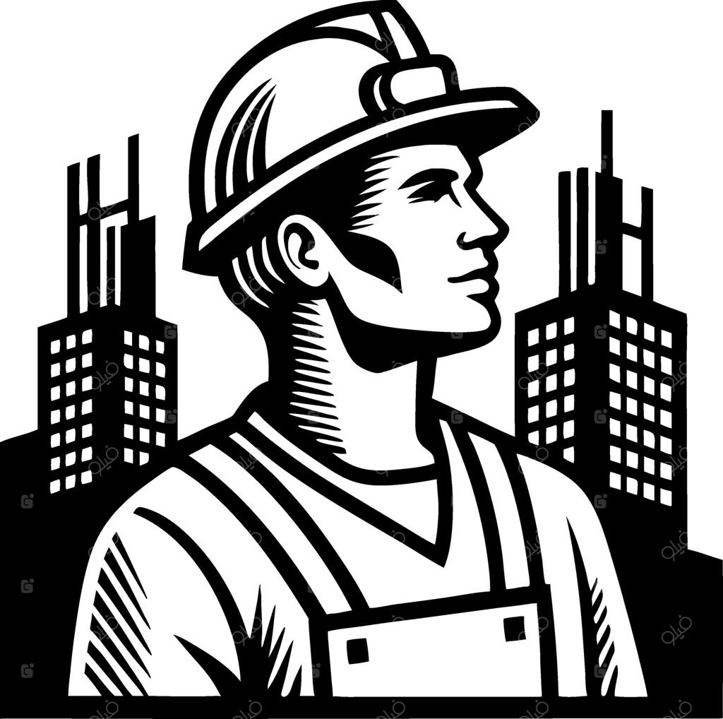 پرتره کارگر ساختمانی در کنار آسمان‌خراش‌ها؛ نماد قدرت و اراده