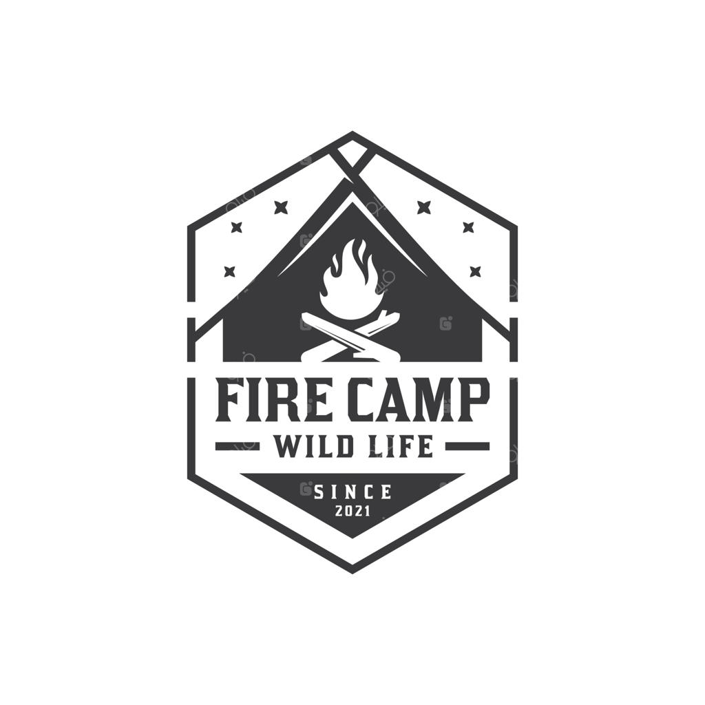 لوگوهای کلاسیک آتش‌بازی و کمپینگ در فضای باز