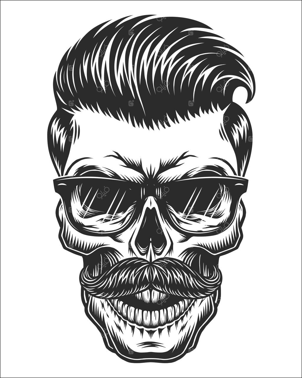 تصویرسازی تک‌رنگ از جمجمه