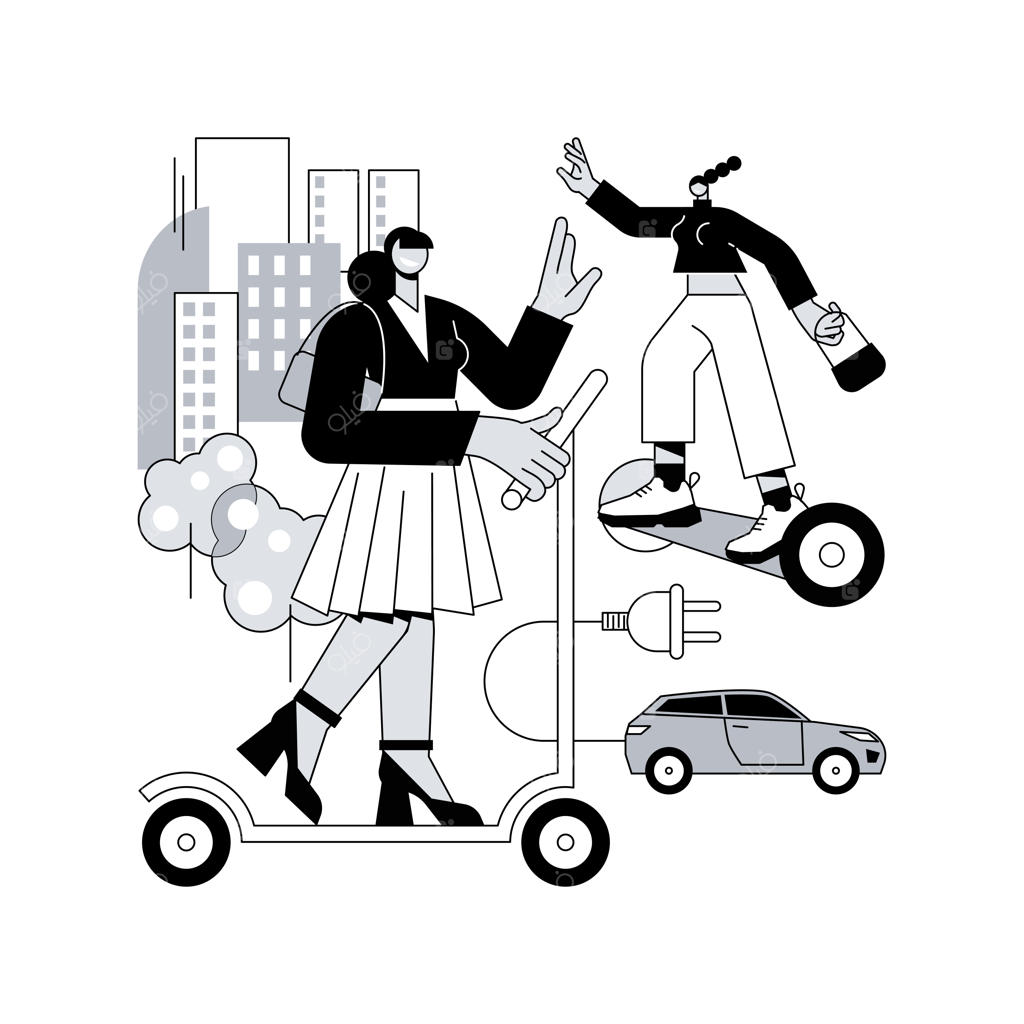 ایده‌های نوین حمل و نقل الکتریکی شخصی: تصویرسازی مفهومی وکتور