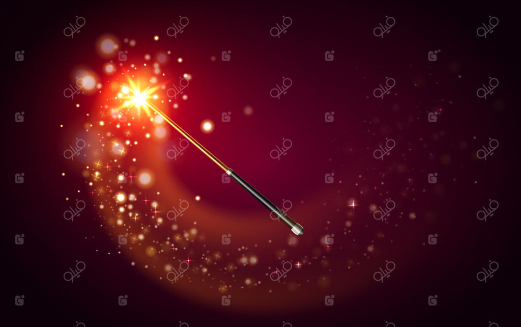 چوب جادویی با پس‌زمینه قرمز گرادیانی