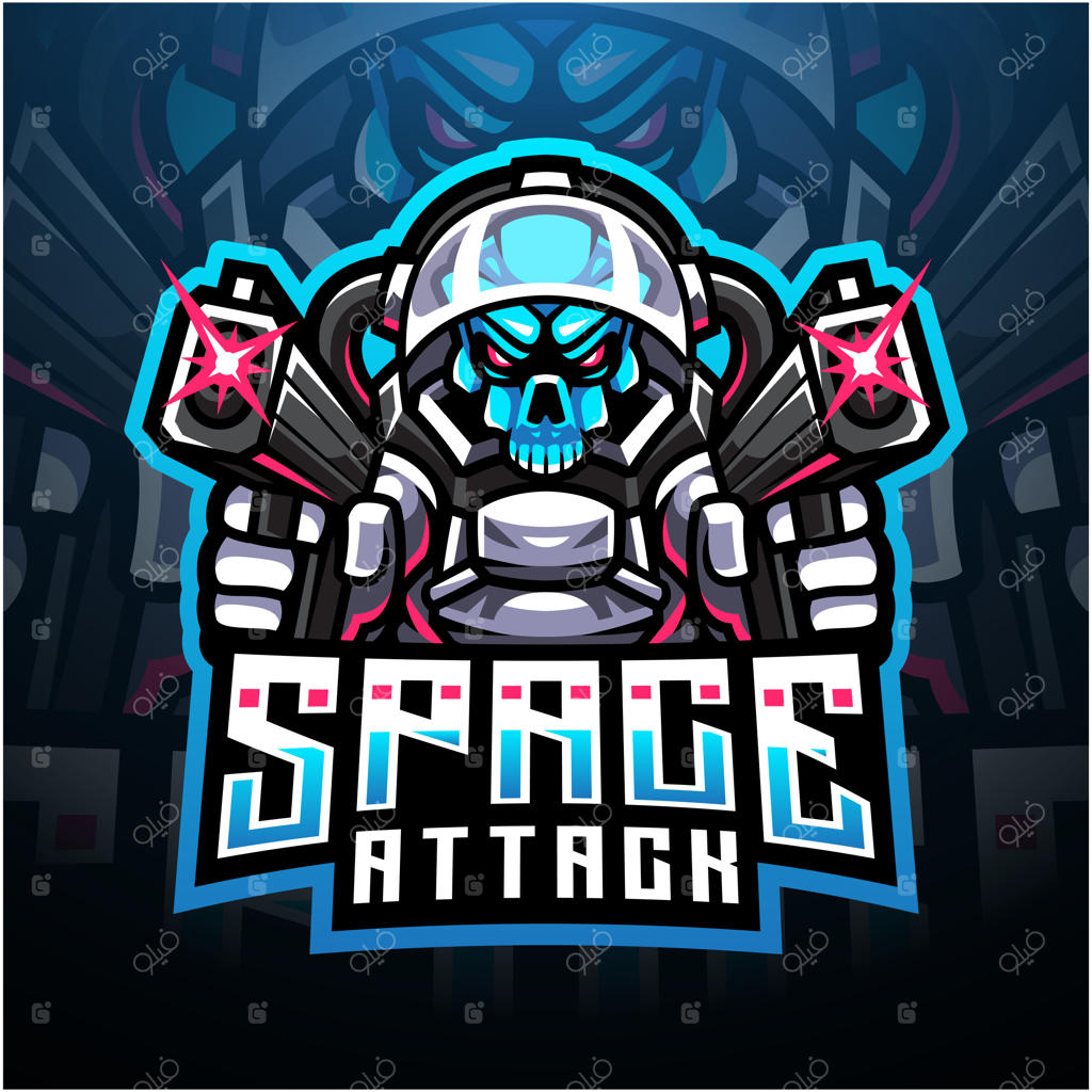 لوگوی نمادین مسابقات ورزش‌های الکترونیکی با جمجمه فضایی مهاجم