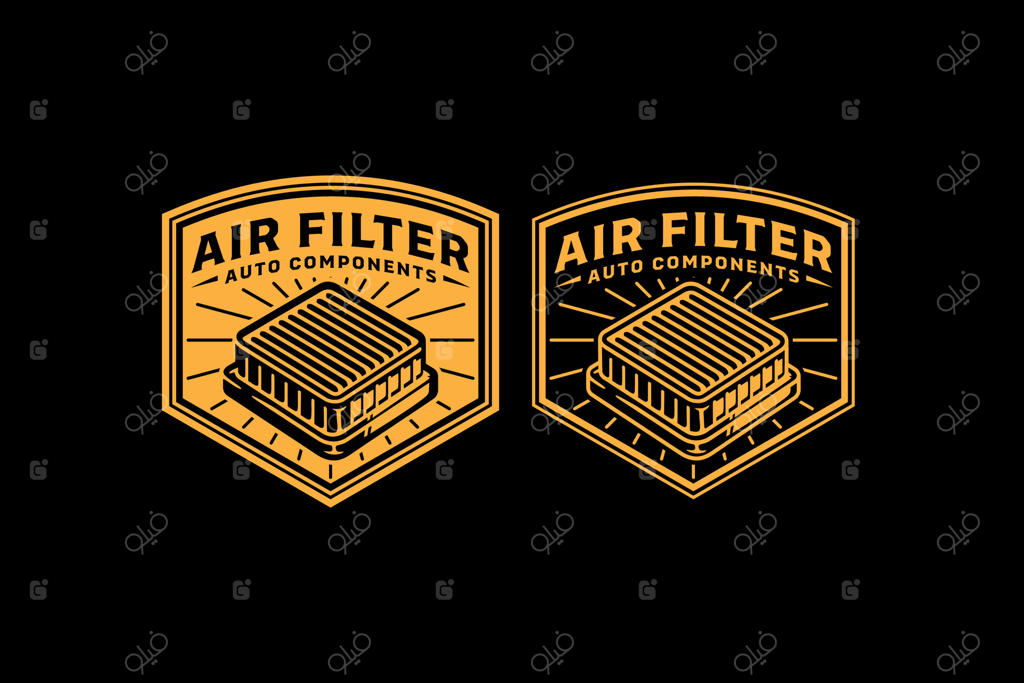 بسته لوگو نشان فیلتر هوا برای قطعات خودرو، مجموعه‌ای از نماد‌های فیلتر هوا با طرح قدیمی برای گاراژ و کارگاه. پک برچسب قطعات یدکی فیلتر. برچسب ماشین‌های قدیمی. نقاشی