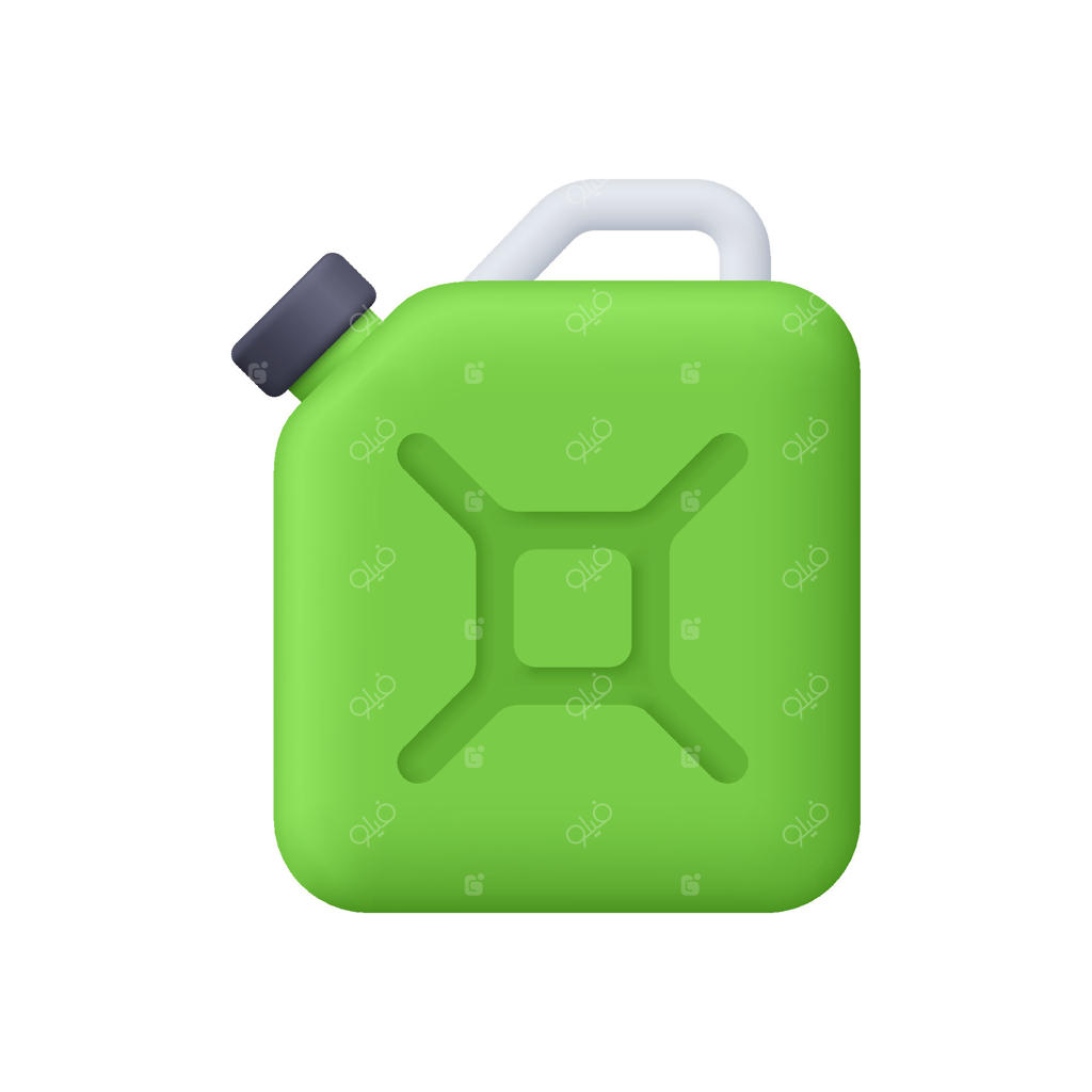قوطی سوخت سبز: مفهوم سوخت و انرژی. آیکون سه‌بعدی به سبک کارتونی و مینیمال.