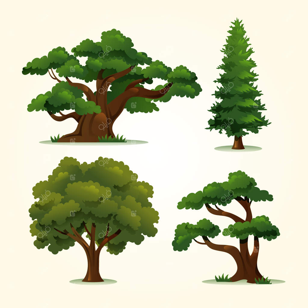 تصویر مجموعه‌ای از درختان با رنگ‌های گرادیان