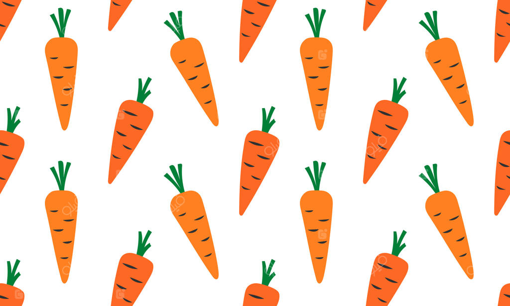 پترن یکپارچه با هویج. پس‌زمینه گیاهی. غذای سالم گیاهخواری. تصویر تخت و کشیده دستی