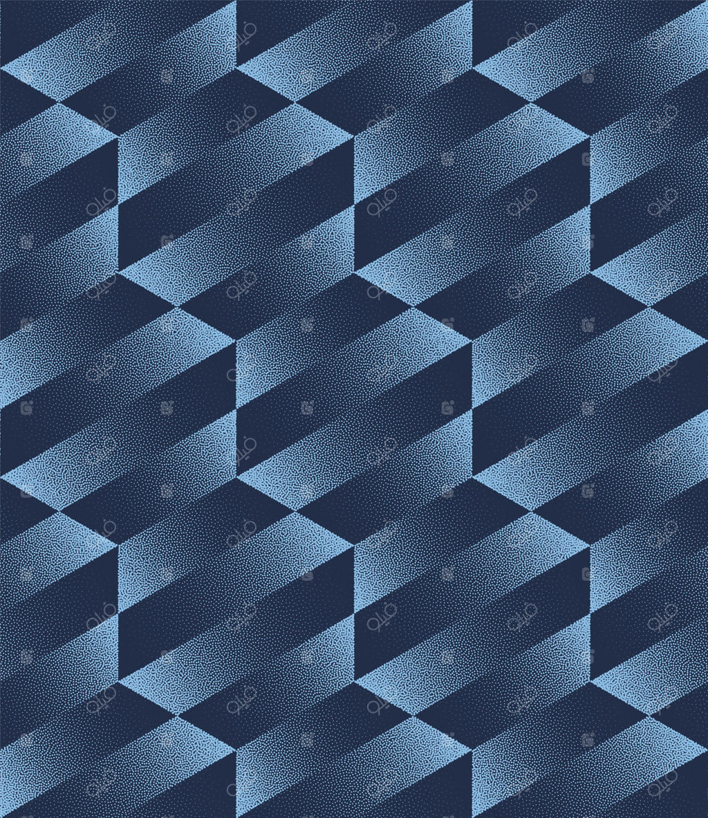 پس‌زمینه وکتور انتزاعی و پویای آبی با الگوی بدون درز شش‌ضلعی راه‌راه