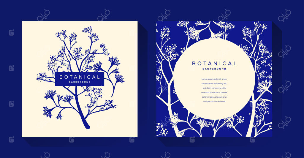 زمینه گلدار و گیاهی آبی شیک