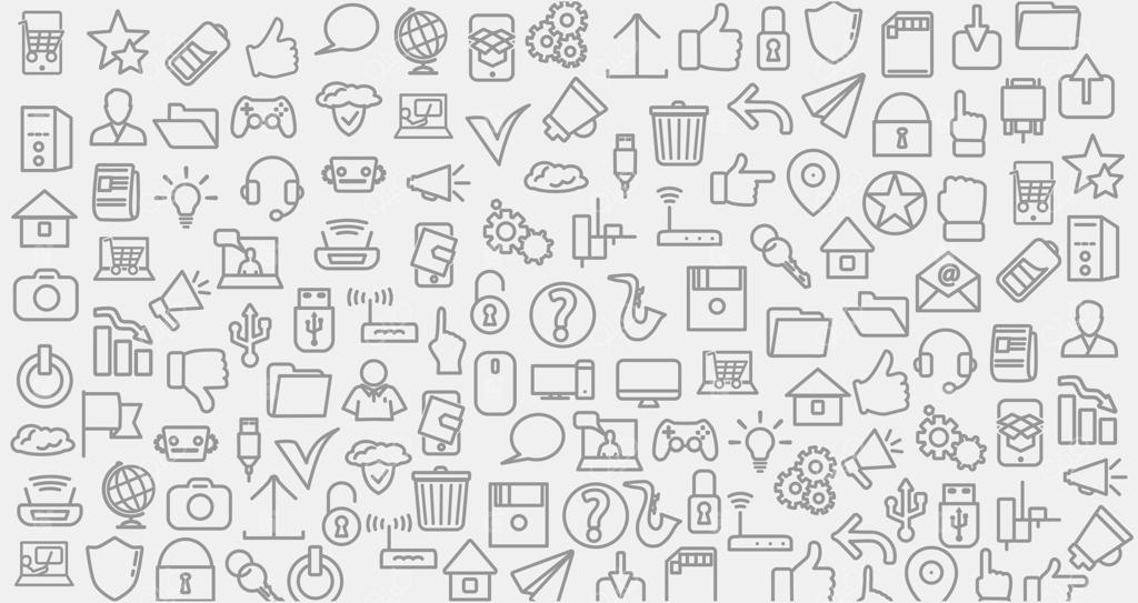 پس‌زمینه وکتور با آیکون‌های وب و کامپیوتر