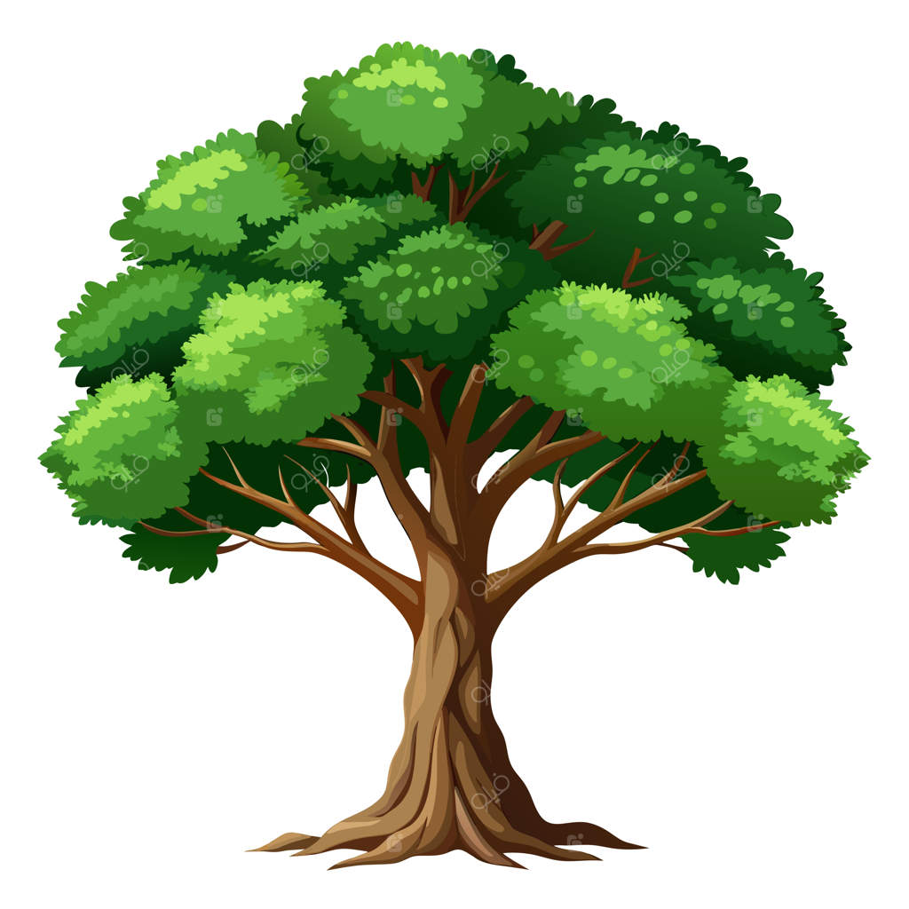 تصویر وکتور درخت واقع‌گرایانه بر روی صفحه سفید