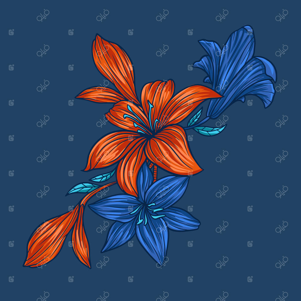 گل پاییزی روی زمینه آبی