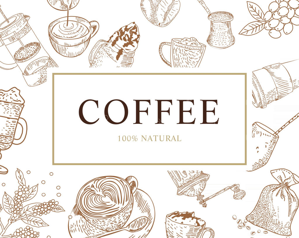 کارت تصویرسازی دستی قهوه - وکتور
