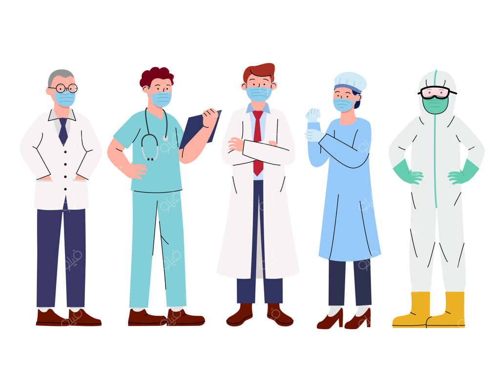 گروه پزشکان با ماسک صورت