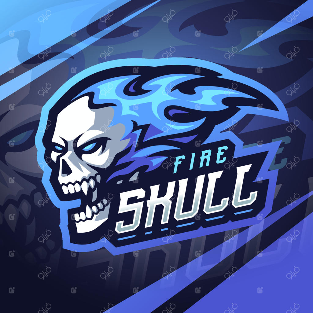 طراحی لوگوی ماسکات ورزشی جمجمه آتشین