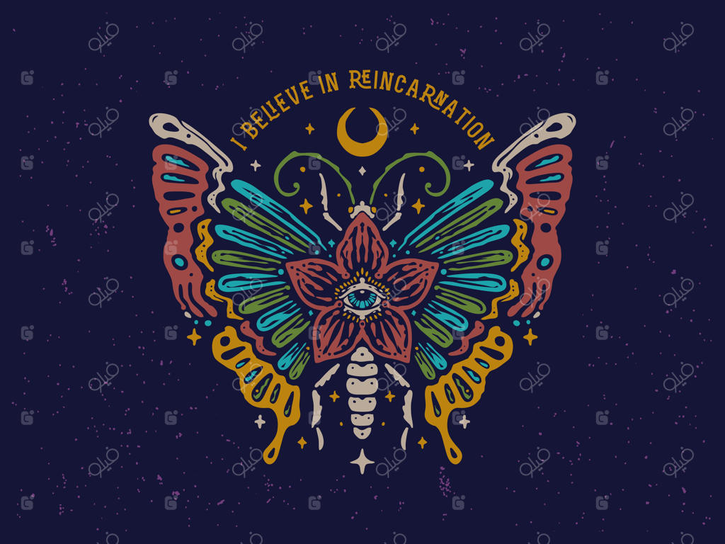 طراحی پروانه‌های رنگارنگ وینتیج