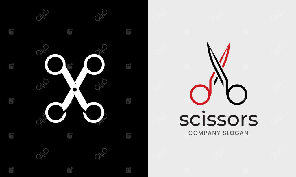 آیکون قیچی، عنصر لوگو ابزار کسب و کار آرایشگر و خیاط عکس قیچی