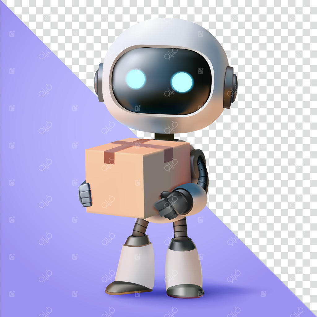 ربات حامل بسته پستی، سه بعدی. مناسب برای فناوری، ارسال و عناصر طراحی