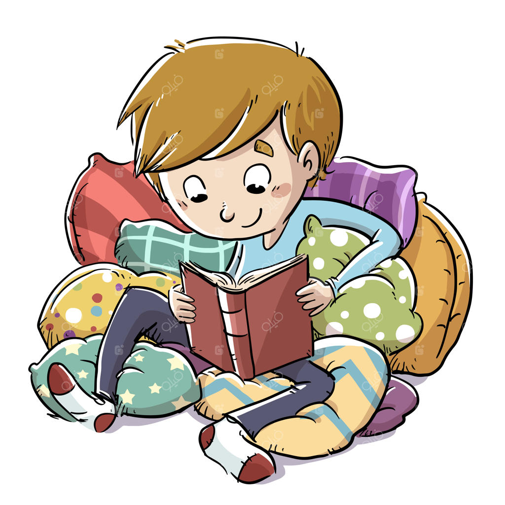 پسر در حال کتاب خواندن