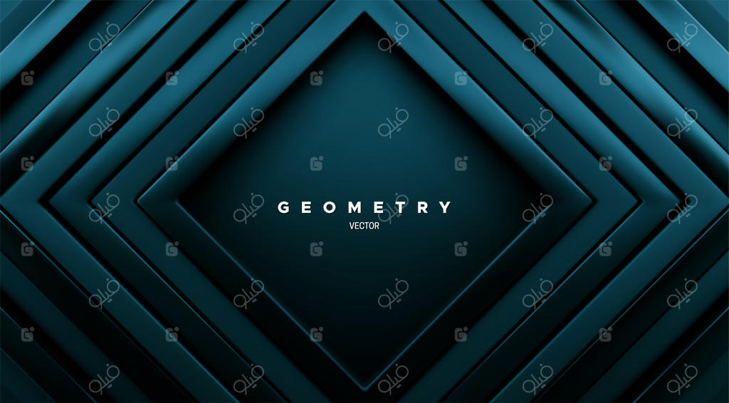 پس‌زمینه هندسی انتزاعی با قاب‌های مربعی متحدالمرکز به رنگ سبز کله‌غازی