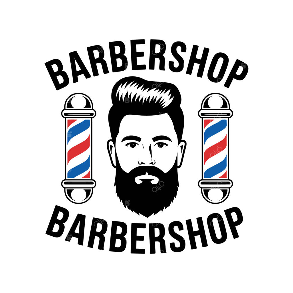 لوگوی آرایشگاه با ریش و قیچی