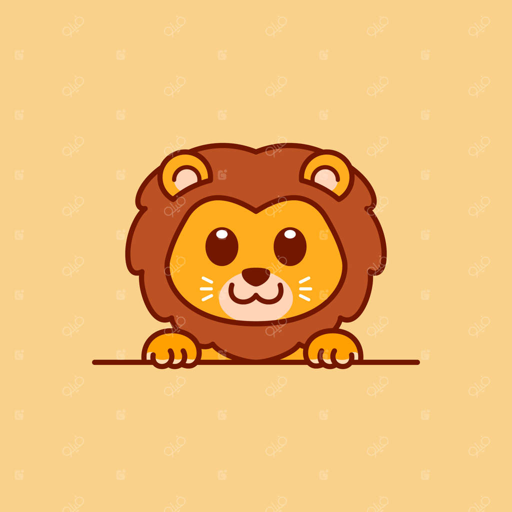 تصویر وکتور شیر بامزه در حال نگاه کردن