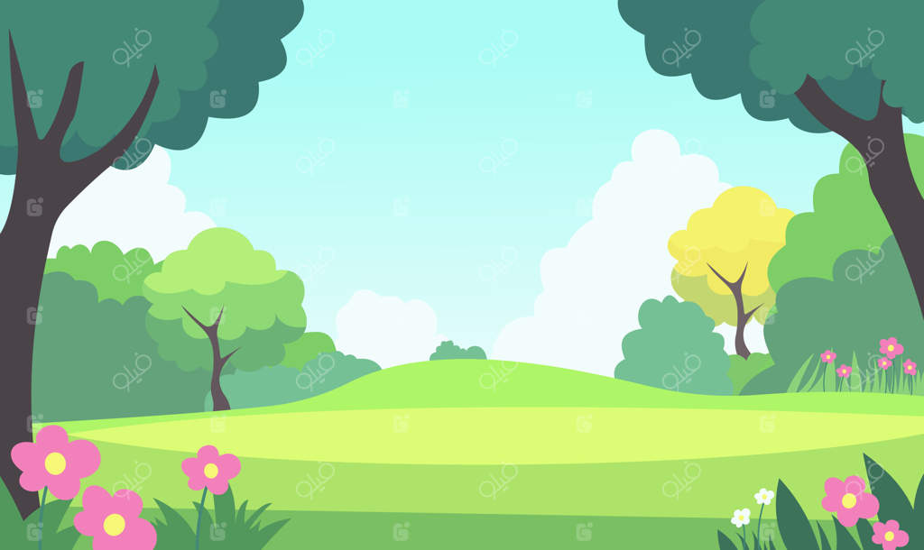 چشم‌انداز زیبای پارک با گل‌ها، گیاهان و درختان در فصل تابستان