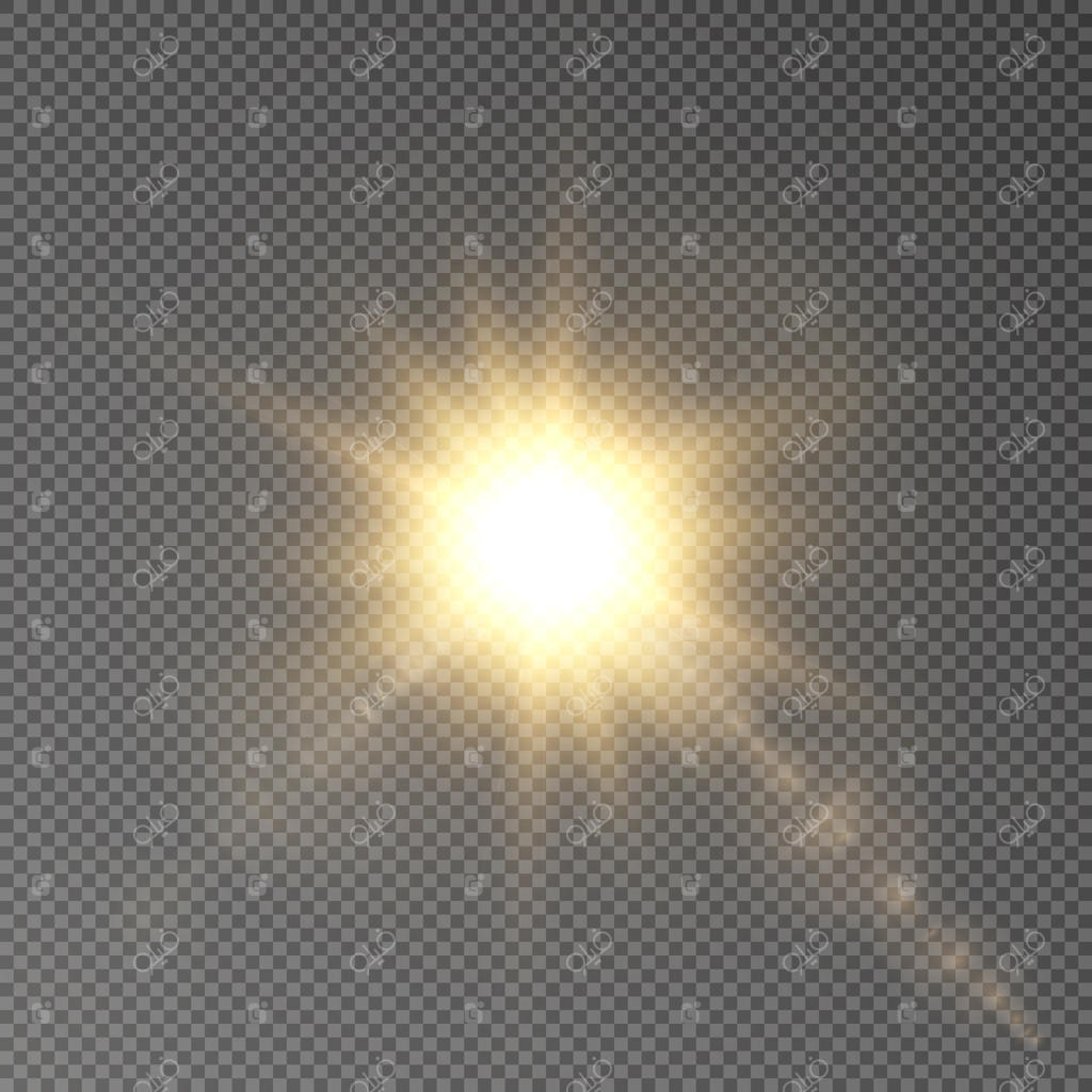 وکتور نور خورشید شفاف با افکت تلالو و درخشش نوری ویژه
