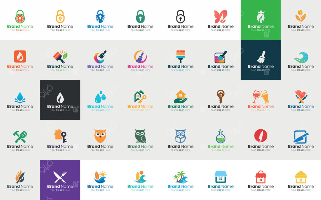 مجموعه‌ای گسترده از طراحی‌های هویت برند حرفه‌ای، آماده برای کسب‌وکار شما