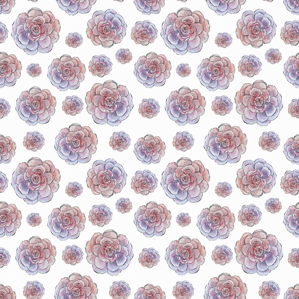 پترن گلدار بی‌درز با گل‌های صد تومانی آبرنگی. طراحی لطیف برای پارچه، کاغذ کادو یا کاغذ دیواری. زمینه گیاه‌شناسی دست‌کشیده با گل رز صورتی.