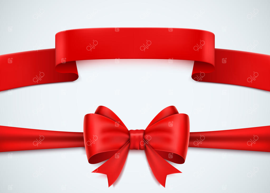 مجموعه روبان قرمز واقعی روی زمینه سفید.