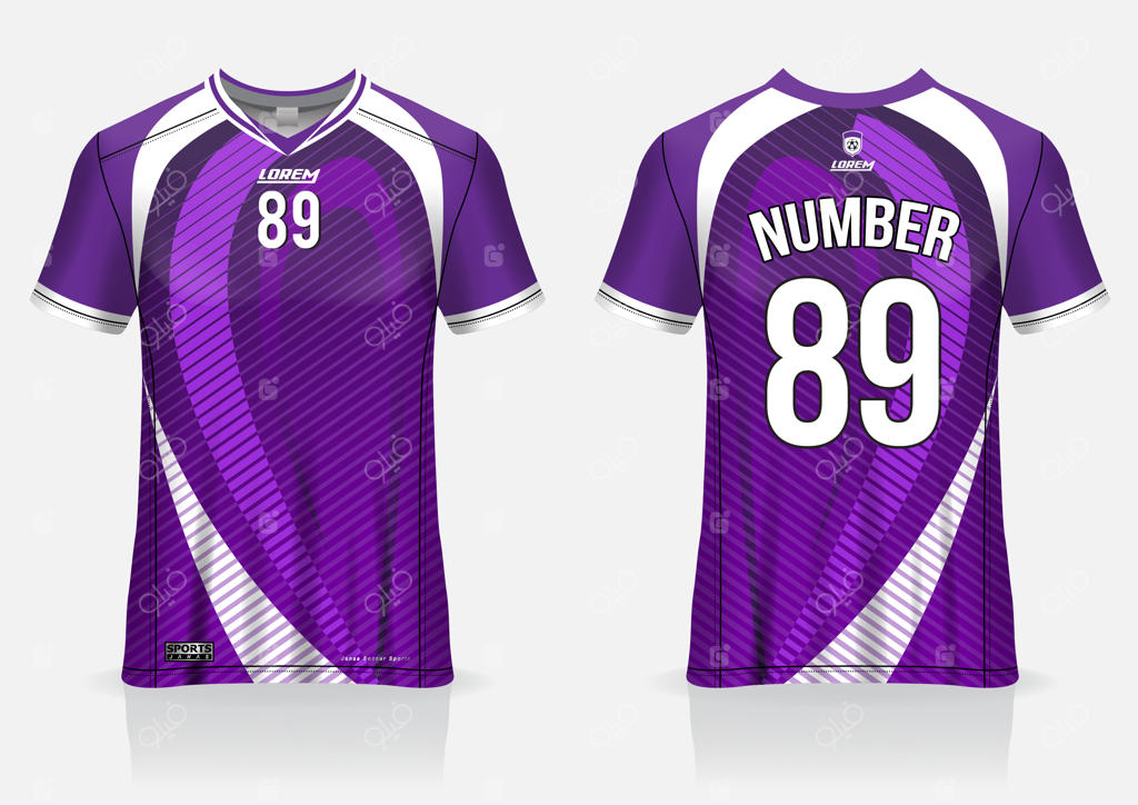 قالب پیراهن فوتبال - نمای جلو و پشت لباس ورزشی