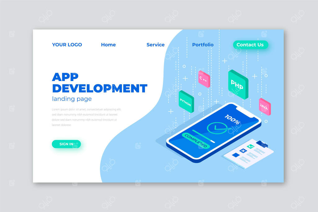 توسعه اپلیکیشن - صفحه فرود