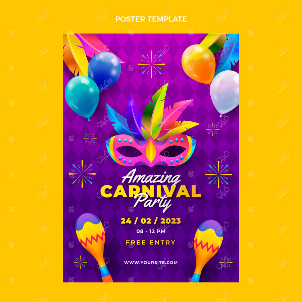 قالب عمودی پوستر کارناوال گرادینت