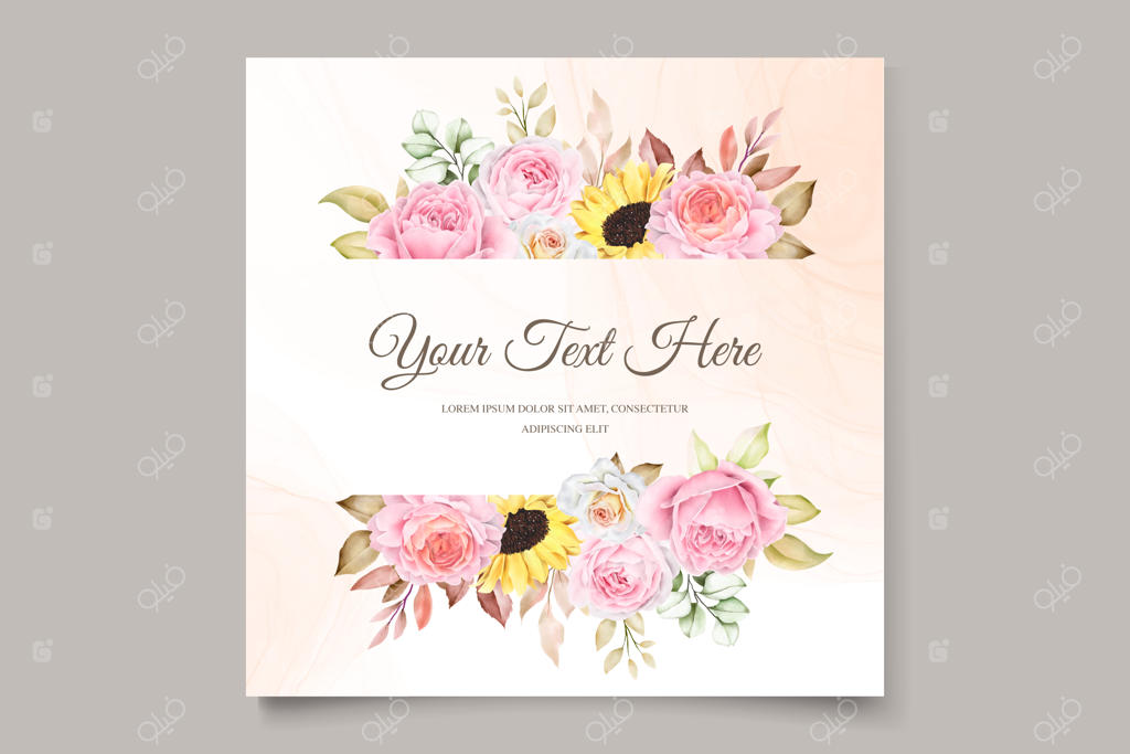 کارت دعوت تابستانی با طرح گل‌های آبرنگی و دست‌ساز شیک