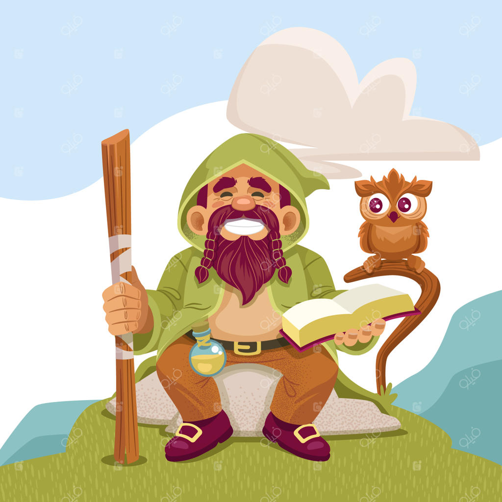 تصویرسازی دستی کوتوله و جغد