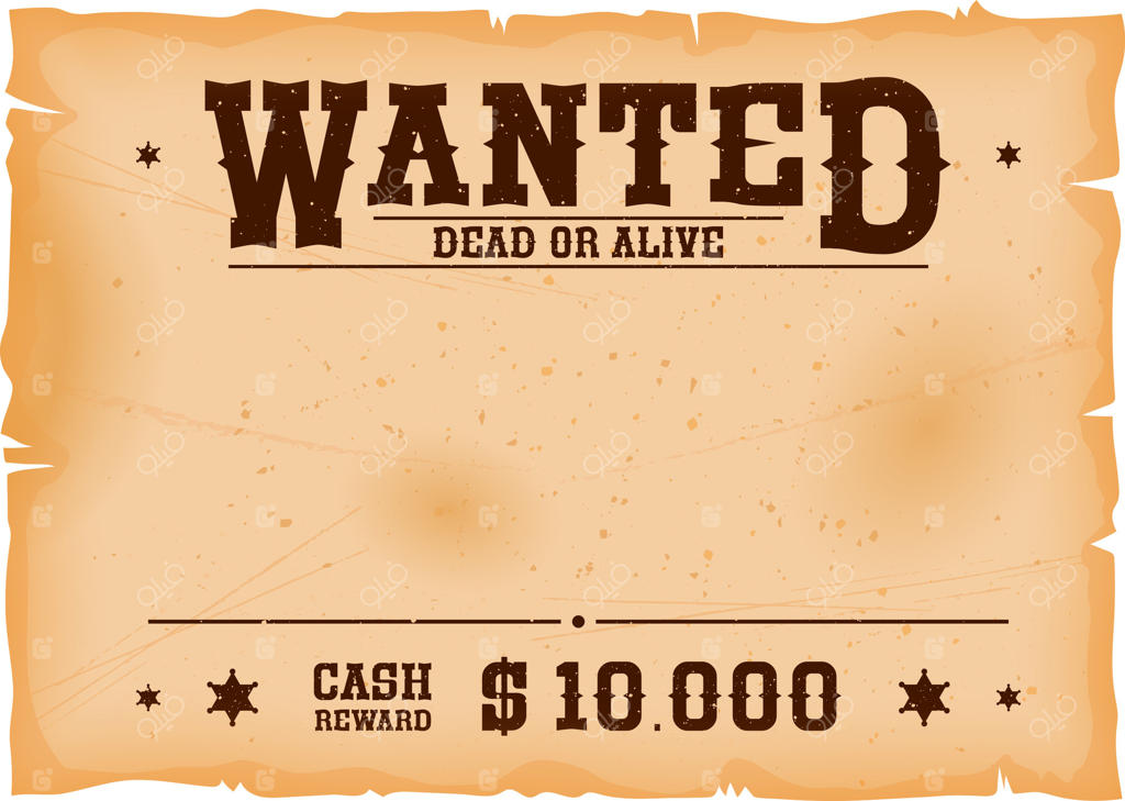 پوستر تحت تعقیب در غرب وحشی، آگهی جایزه غرب قدیم