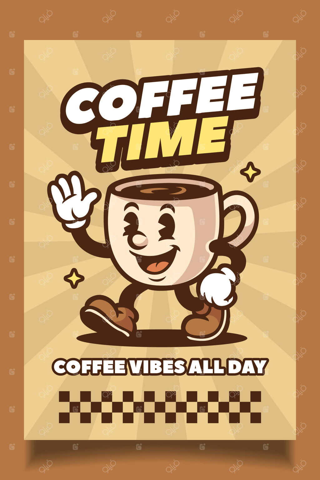 لوگوی نوستالژیک فنجان قهوه برای کافه و کافی‌شاپ: تصویر پوستر قهوه