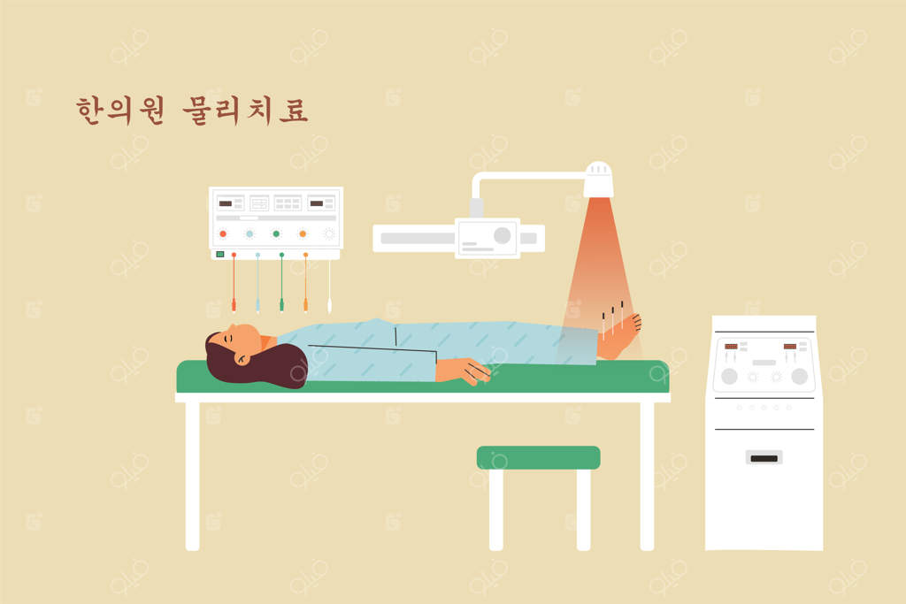 بیماری در یک بیمارستان شرقی در حال فیزیوتراپی روی تخت است.