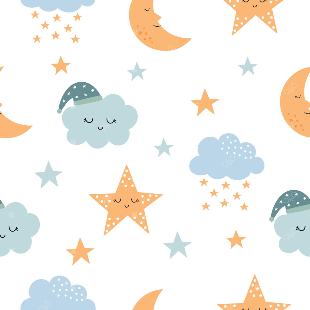 طرح بامزه ماه و ستاره برای کودکان: وکتور حرفه‌ای