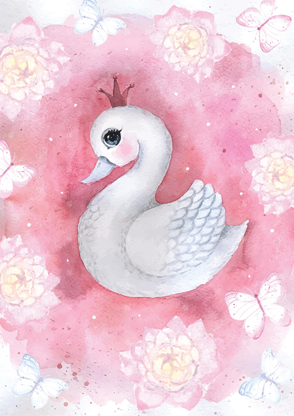 اتاق دختر بچه با تم قو و پرنده