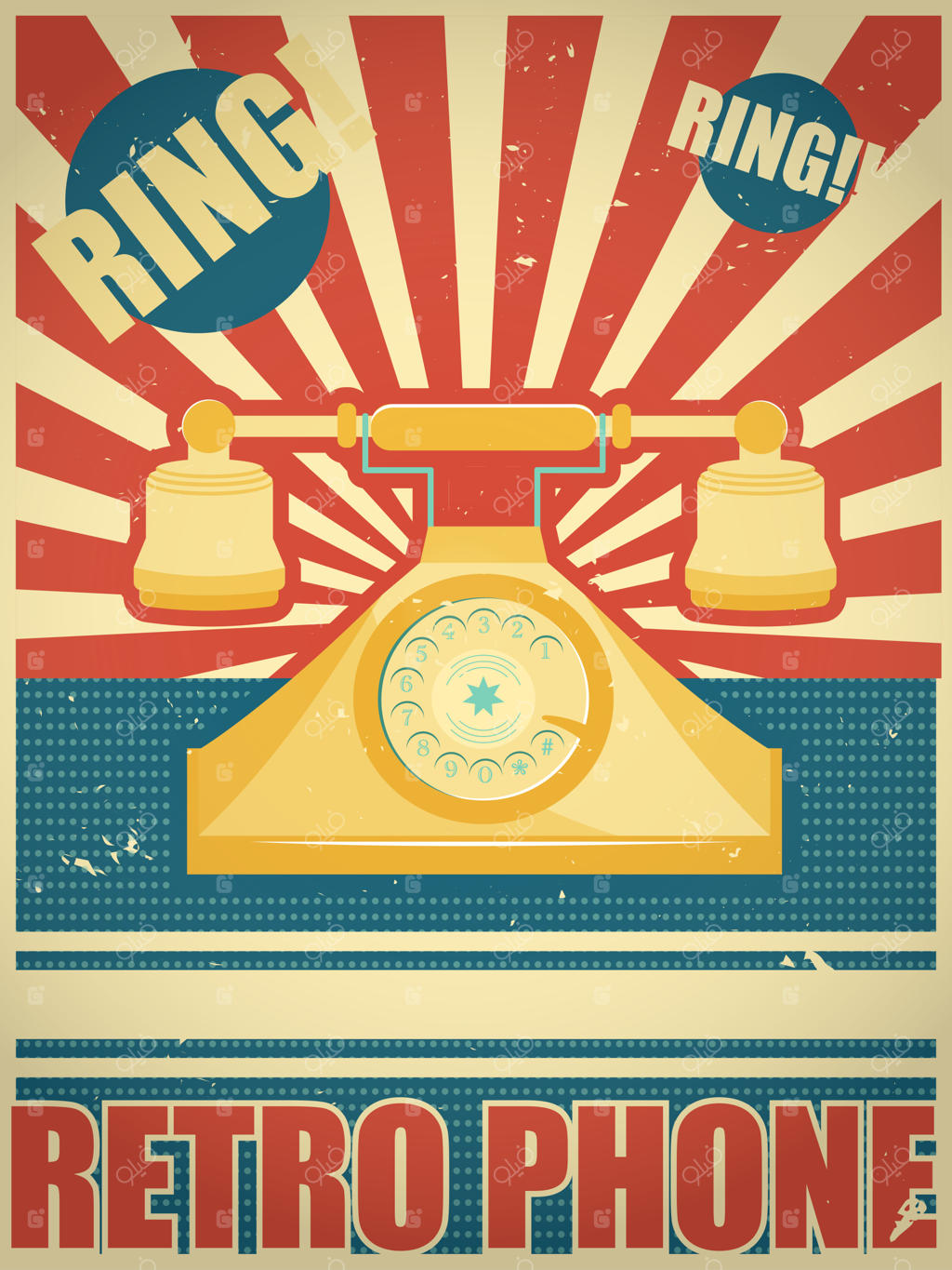 پوستر تلفن قدیمی به سبک وینتیج